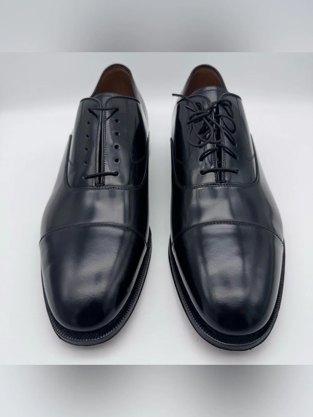Johnston & Murphy Melton Cap Toe Oxford Black Leather Men Size 10.5 D Dress Shoe